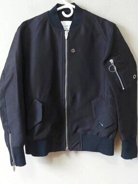 The Arrivals Men Edgy Bomber Jacket XS Black Axel Techno Water Repellent Zip
